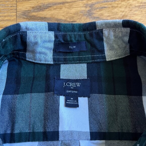 J. Crew Men's Green Plaid Slim Fit Button Down Oxford Long Sleeve Size Medium - Picture 6 of 10